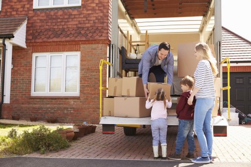 Moving van service in Marylebone with central London streets and residential buildings