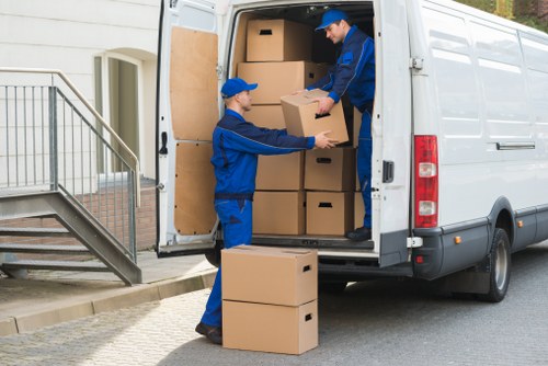 Moving team protecting belongings during a Marylebone van service
