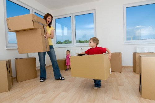 Packed boxes and furniture ready for a Marylebone house move