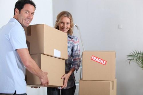 Office furniture and equipment being prepared for a Marylebone business move